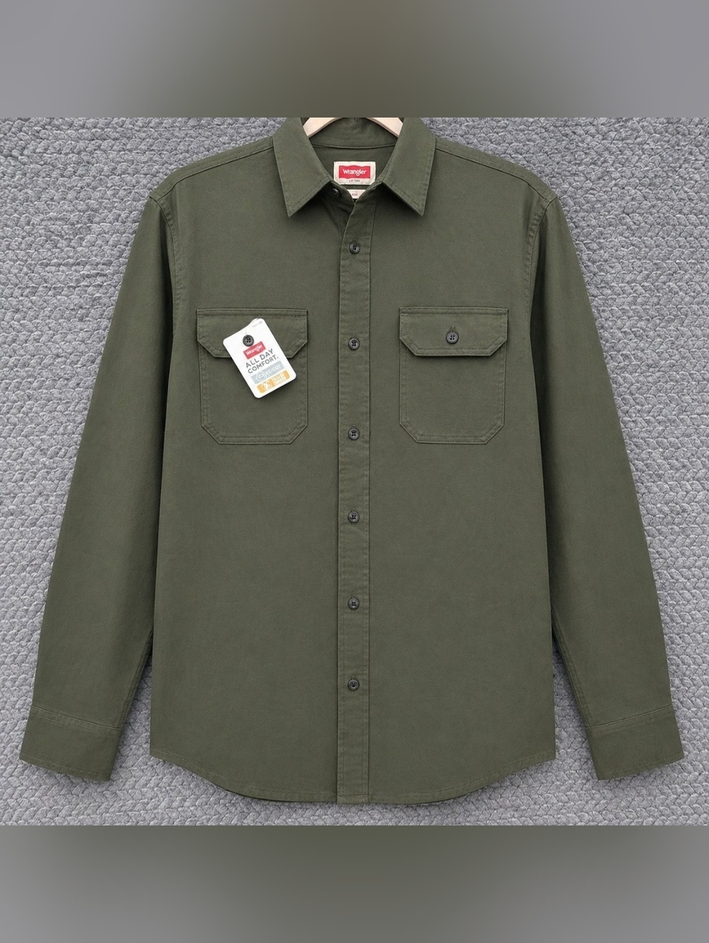 Wrangler Olive Green Casual Button-Down Shirt